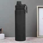 Fekete Termosz Kulacs Rozsdamentes Acél Anyagból, Szivárgásmentes Kupakkal, Hidegen és Melegen Tartó Funkcióval - 650 ml