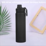 Fekete Termosz Kulacs Rozsdamentes Acél Anyagból, Szivárgásmentes Kupakkal, Hidegen és Melegen Tartó Funkcióval - 650 ml