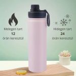 Růžová termoska z nerezové oceli s nepropustným uzávěrem, funkce udržování teploty i chladu - 650 ml