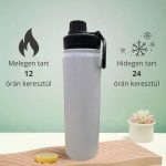 Bílá termoska s leopardím vzorem z nerezové oceli, s nepropustným uzávěrem, funkce udržování teploty a chladu - 650 ml