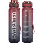 Színátmenetes, Feliratos Kulacs Szivárgásmentes Kupakkal - 1000 ml - Bordó/Kékesfekete