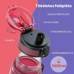 Színátmenetes, Feliratos Kulacs Szivárgásmentes Kupakkal - 1000 ml - Bordó/Kékesfekete