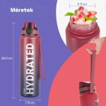 Színátmenetes, Feliratos Kulacs Szivárgásmentes Kupakkal - 1000 ml - Bordó/Kékesfekete