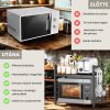 Suport extensibil cu un nivel pentru cuptor cu microunde, raft metalic reglabil cu cârlige, organizator de bucătărie, negru