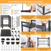 Suport extensibil cu un nivel pentru cuptor cu microunde, raft metalic reglabil cu cârlige, organizator de bucătărie, negru