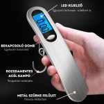 Prenosná digitálna váha na batožinu s LCD displejom do 50 kg - strieborná / biela