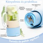 Multifunkcionális hordozható turmix és ivópohár, 340 ml - Kék - Black Friday
