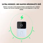 Vezeték nélküli WiFi videós kapucsengő beltéri csengő egységgel - Fehér