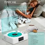 Retro vinylový bezdrátový Bluetooth reproduktor a bílý šum s 8 vestavěnými zvuky a hodinami – Bílá
