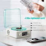 Retro vinylový bezdrátový Bluetooth reproduktor a bílý šum s 8 vestavěnými zvuky a hodinami – Bílá