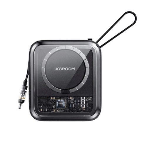 Joyroom Indukciós 22,5W power bank, 10000mAh, beépített USB-C kábellel - jr-l006 - Fekete