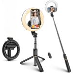Stick selfie multifuncțional cu trepied extensibil și lumină - Q07