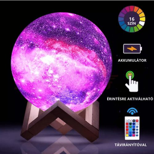 3D Galaxis lámpa távirányítóval
