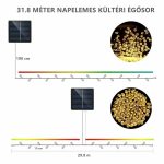 Solární vánoční řetězová světla v teplých barvách - 100 LED - 11,8 metrů
