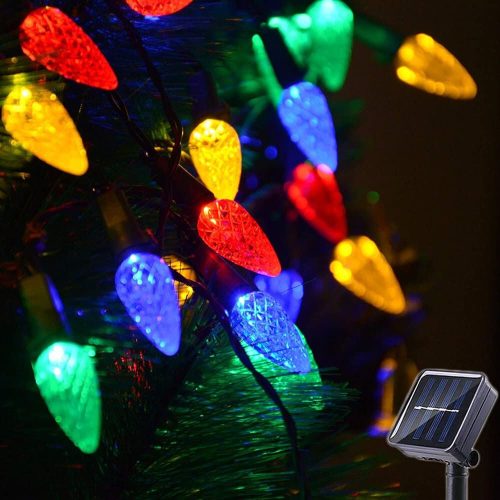 Napelemes Karácsonyi Színes Toboz Fényfüzér - 50 LED