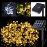 Napelemes Karácsonyi Meleg Fényű Cseresznyevirág Fényfüzér - 50 LED - 6,9 m - Black Friday