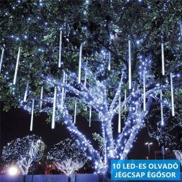   Napelemes Karácsonyi Olvadó Jégcsap Égősor - 10 db LED - 190 cm - Black Friday