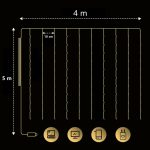 Bel-és kültéri LED függöny fényfüzér - 400 LED - 2x2 m - Black Friday