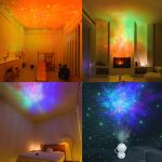 Sedící astronaut, projektor galaxií (LED) - bílý/hvězdný