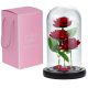 Trandafir veșnic sub cupolă cu LED – Roșu/auriu – fluture, 1 trandafir LOVE05