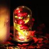 Búrába zárt örökrózsa LED fénnyel - Piros/zöld - 3 rózsa LOVE03