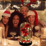 Trandafir veșnic sub cupolă cu LED – Roșu/auriu – fluture, 1 trandafir LOVE05