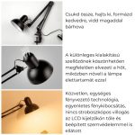 Rögzíthető, kihajtható karú asztali/tervezői lámpa - Fekete - Black Friday
