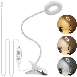   Nasazovací, ohebná LED stolní lampa s nastavitelným jasem a teplotou barev - bílá