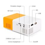 Mini LED projektor 1080P Full HD, kompatibilní s HDMI, USB a TF kartou, pro domácí kino a kempování – Žlutá/Bílá