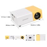 Mini LED projektor 1080P Full HD, kompatibilní s HDMI, USB a TF kartou, pro domácí kino a kempování – Žlutá/Bílá