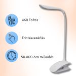 Fashion Wind Csíptethető és Összecsukható Állítható Fényerejű USB Újratölthető LED Asztali Olvasólámpa – Fehér