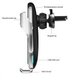 Bezdrôtová nabíjačka a držiak na telefón Qi do auta - Simple Fast R1 - strieborná