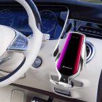 Bezdrôtová nabíjačka a držiak na telefón Qi do auta - Simple Fast R1 - strieborná