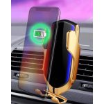 Autós Qi vezeték nélküli töltő és telefontartó - Simple Fast R1 - Arany
