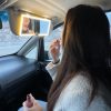 Oglindă auto pentru machiaj, montabilă pe parasolar, cu lumină LED - Albă
