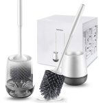 Perie de toaletă din silicon cu suport pentru montare pe perete