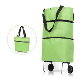 Skladacia nákupná taška na kolieskach - zelená