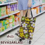 Gurulós, összecsukható bevásárlótáska - barna virágos