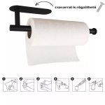 Suport metalic autoadeziv pentru prosoape de hârtie, set de 2 - Negru