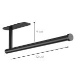 Suport metalic autoadeziv pentru prosoape de hârtie, set de 2 - Negru