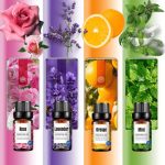 Fa mintázatú, sötétbarna aroma diffúzor és 4 részes Pulaiyi illóolaj szett