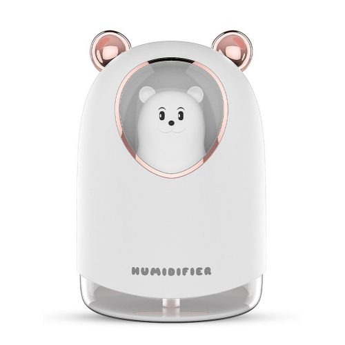 USB Párásító maci figurával, hangulatvilágítással, 300 ml - Fehér