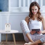 USB Párásító maci figurával, hangulatvilágítással, 300 ml - Fehér - Black Friday