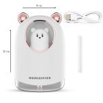 USB Párásító maci figurával, hangulatvilágítással, 300 ml - Fehér - Black Friday