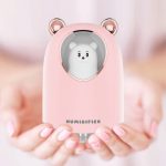 USB Párásító maci figurával, hangulatvilágítással, 300 ml - Rózsaszín - Black Friday