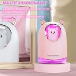 USB Párásító maci figurával, hangulatvilágítással, 300 ml - Rózsaszín - Black Friday