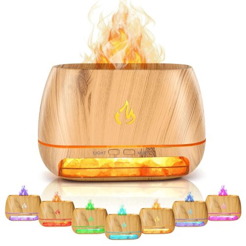 Flame láng hatású aromaterápiás párásító, sótartóval és himalájai sóval