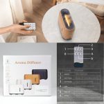 Difuzor cu flacără și vaporizator de aromă cu capac din lemn și bandă decorativă