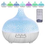 Difuzor și vaporizator de aromă cu model și efect de flacără - Lemn închis la culoare