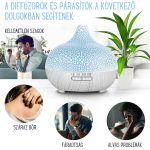 Repedezett és fehér fa mintázatú ultrahangos aroma diffúzor és Pulaiyi 4 részes illóolaj szett - Black Friday